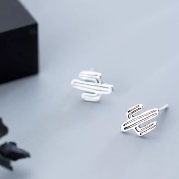🌵Minimalist Sterling silver cactus earrings - Picture 2 of 4